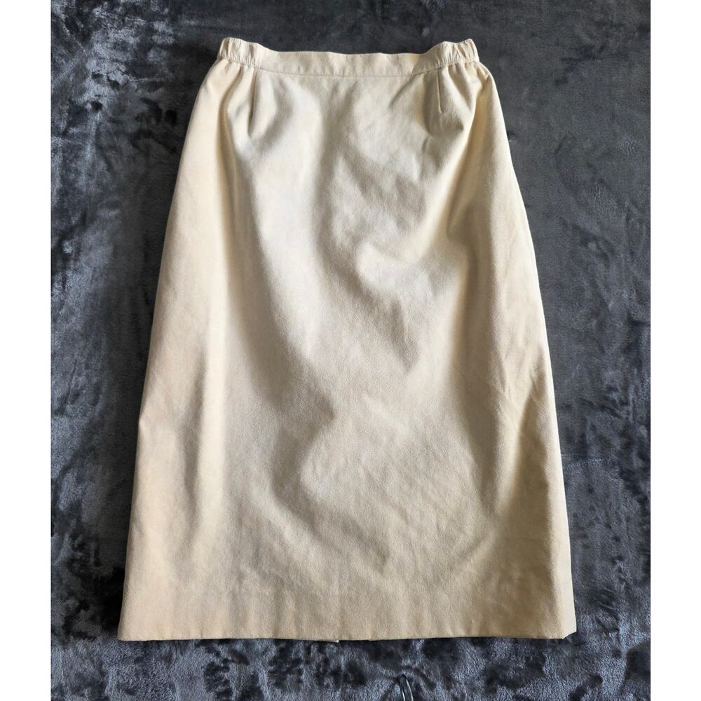 Vintage Ultrasuede Women’s Ivory Pencil Skirt Elastic Waist Approx Size S